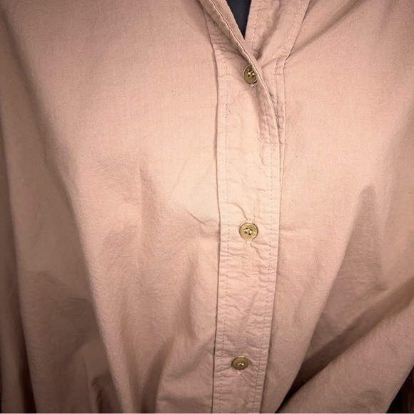 New XS Stateside Beige Tan Cotton Button Up Shirt Womens Neutral Lightweight - Picture 8 of 15